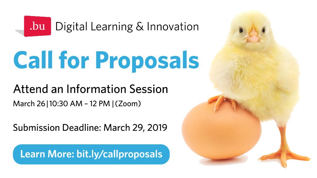Submission deadline for DL&amp;I’s Call for Proposals is March 29! Attend our final information session on March 26 to ask your burning questions. We welcome #ideas on how #technology can be used to reach new #learners &amp; #engage #alumni. RSVP &amp; Learn More: spr.ly/6018EnnCe