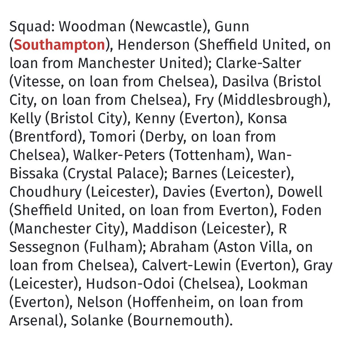 Dear <a href="/FA/">The FA</a> where’s <a href="/jarrodbowen/">Jarrod M. Bowen</a> in this squad list?!? Suppose he’s only scored 21 goals from right wing this season 👀