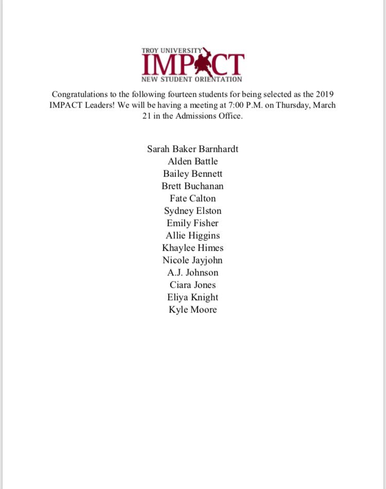 Here are your IMPACT leaders for 2019!