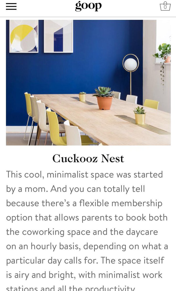 Super excited to be featured in <a href="/goop/">goop</a> - the lifestyle brand launched by no other than @gwynethpaltrow 🙌 in their line-up of the BEST COWORKING SPACES FOR PARENTS 🤗what an absolute honour to be in the Top 10 workspaces in the world 🌎 🙌 #mumboss #coworking #workingparents