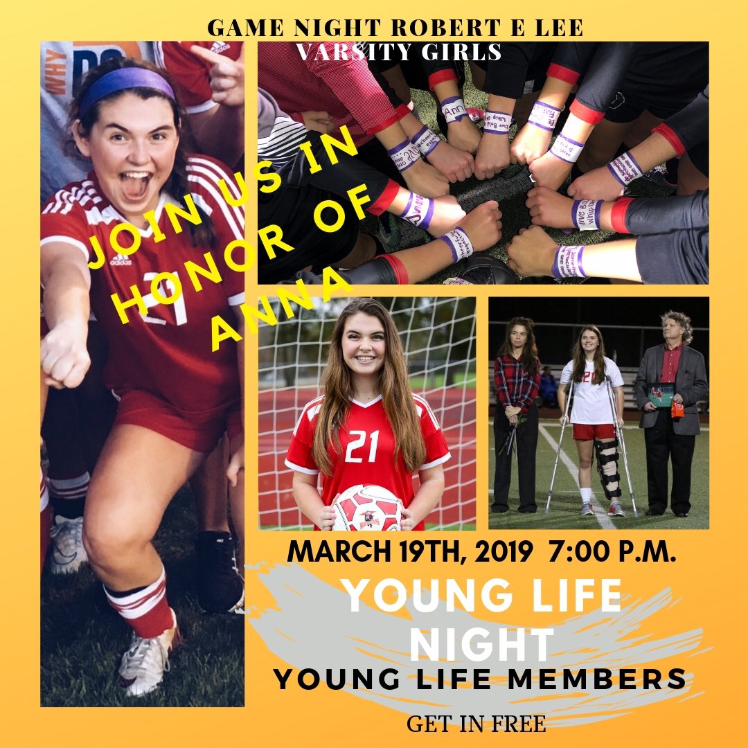 tyleryounglife's tweet photo. Girls soccer senior night tonight!!⚽️ Tonight the team will be honoring former player Anna Wegner💜! Wear a young life or Anna’s shirt to get in the game for free!! #CheerfullyExpectant https://t.co/ZX3sLewJob