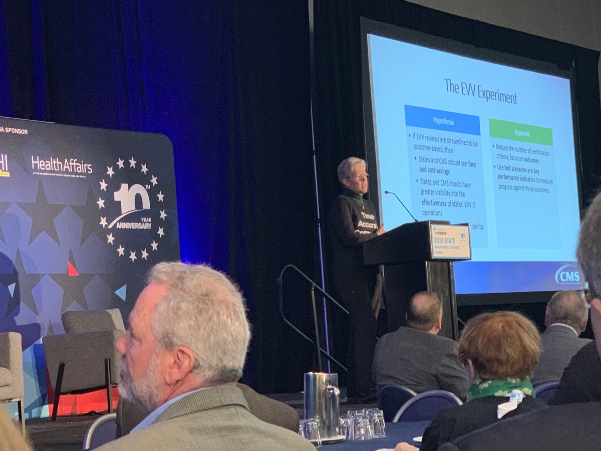 ColleenLine's tweet photo. Great way to start day 2 of #hitconnect, hearing about all the great things CMS’ DSG is doing to help states improve their Medicaid programs! #HIT #medicaid https://t.co/YKBTimshDh
