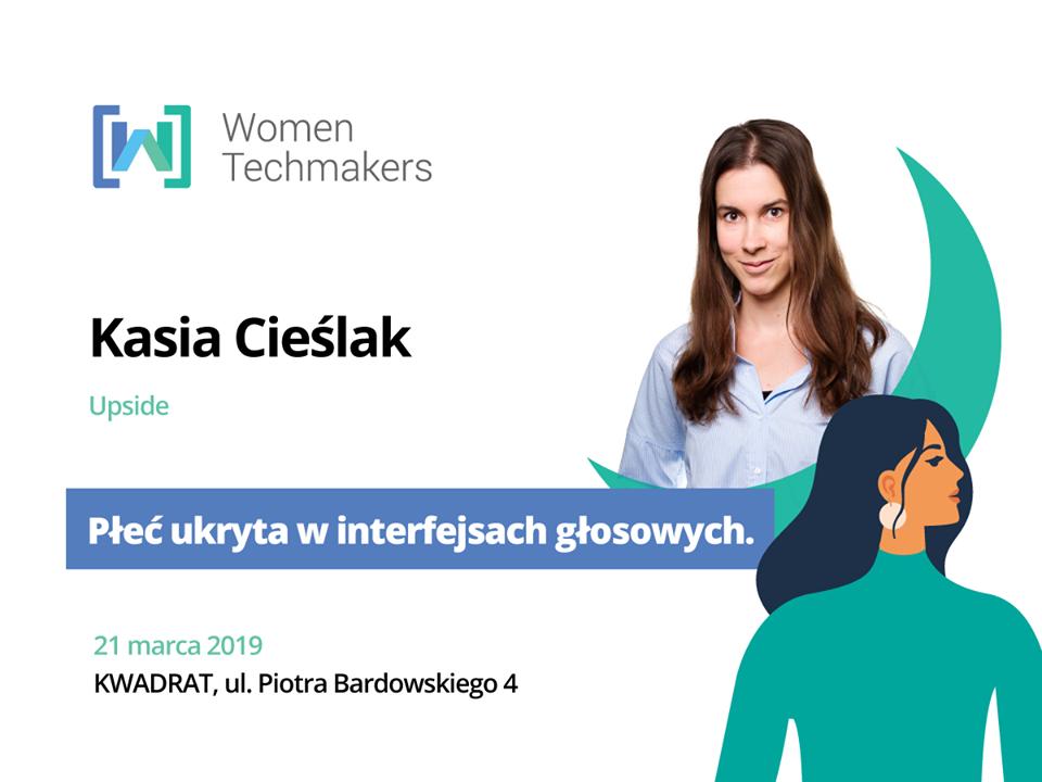 UpsideLab's tweet photo. 🤔 What's the role of the gender of voice when designing #VUI? 
What impact it makes on the users and how to select voices for brands?

Those are the questions that every #voice designer needs to face. And @kascieslak will cover that on @WomenTechmakers meetup.

@WomenInVoice https://t.co/m4QQ15mZLE