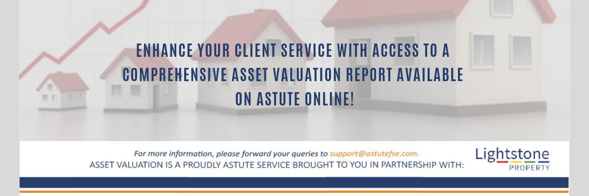 AstuteFse's tweet photo. #FinancialAdvisors can access a comprehensive #propertyvaluation report when assessing their clients' financial status. #AstuteFSE has partnered with #LightstoneProperty to provide this valuable data to our clients! #AstuteIntermediaryServices #AssetValuation #financialplanning https://t.co/Evfts3PSrw