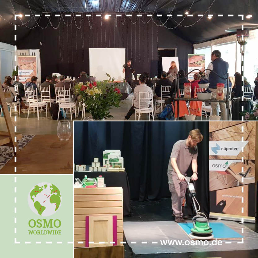 Osmo Tour 2019
Es erreichen uns Grüße von der anderen Seite der Welt – aus Chile. Dort finden aktuell Osmo Schulungen statt. Viele zahlreiche Interessenten und Handwerker lassen sich von unseren einzigartigen Produkten überzeugen und können diese auch direkt selber ausprobieren.