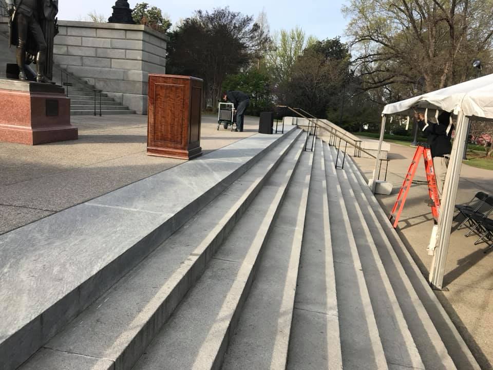 SCFSC's tweet photo. Set up is underway for Kinship Care Day at the Capitol. Join us from
11 a.m. - 1 p.m. as we pay tribute to caregivers from across South Carolina. #InThisTogether #SOCSC #kinshipcarematters #fightpovertysc https://t.co/LWqtv2whBj