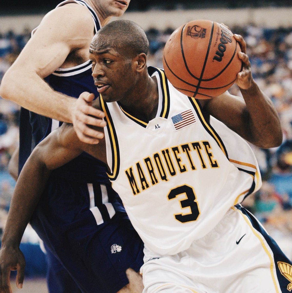 The 2003 NCAA tournament was legendary

Melo
⬛ Led Cuse to 1st national title as a frosh
⬛ Won tourney MOP
⬛ Avg. 20.2 PTS, 9.8 RBS

Wade
⬛ Led Marquette to 1st Final Four since '77
⬛ Had 4th triple-double in tourney history
⬛ Avg. 21.8 PTS, 6.6 RBS, 6.0 AST

#MarchMadness