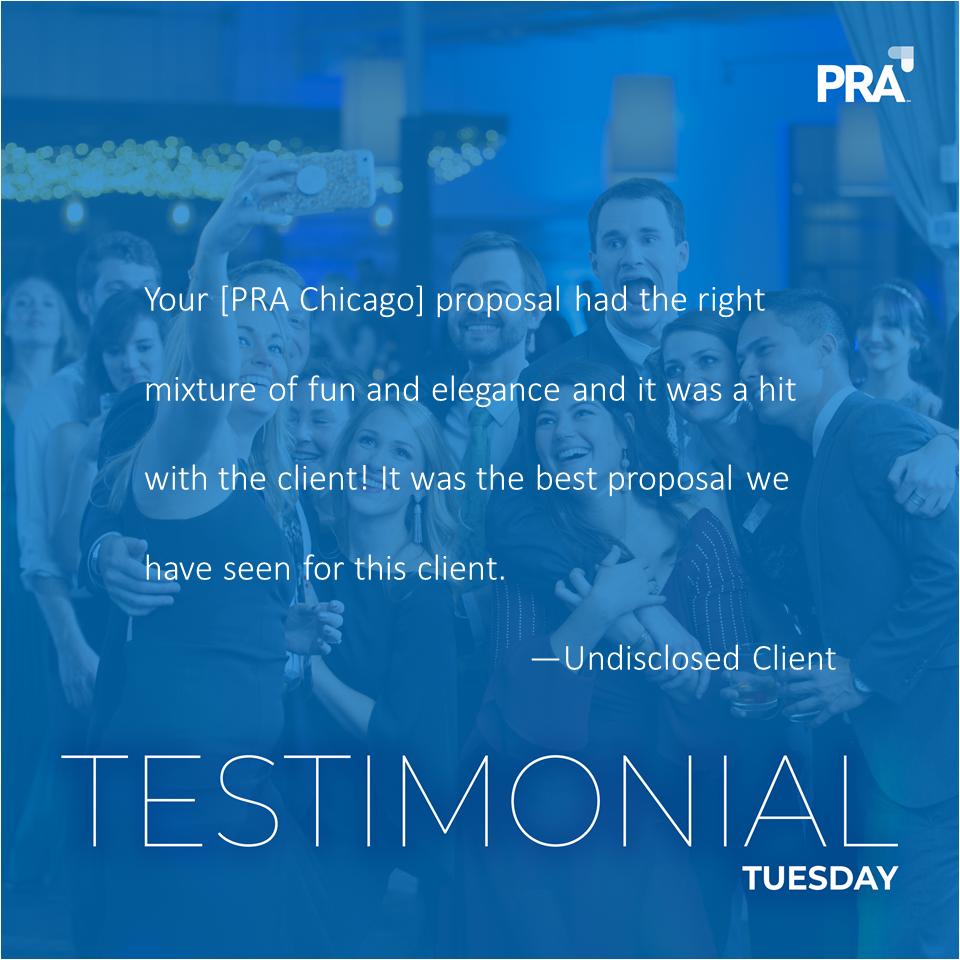 Check out what one of our recent clients had to say about their experience working with our #PRAChicago office! #TestimonialTuesday #EventProfs