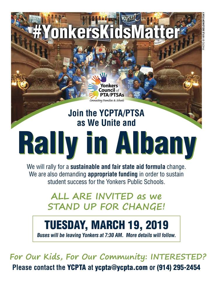 MayorMikeSpano's tweet image. Excited to be in Albany today standing with the Yonkers Council of PTA/PTSAs and Yonkers students as we rally for the appropriate funding for Yonkers schools, students, residents and taxpayers!  #FundYonkersFairly
