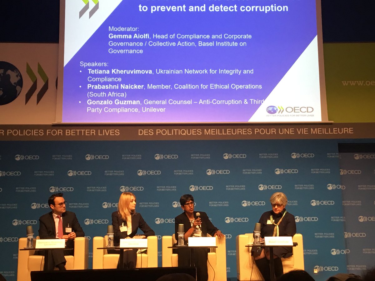 #OECDIntegrity Gemma Aiolfi says that solutions are needed for conflilcts of interest.  ICC Guidelines on Conflicts of Interest provide solutions. @iccwbo  #anticorruption. @baselinstitute