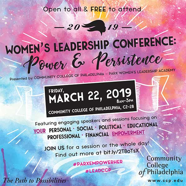 CCPedu's tweet photo. The Women's Leadership Conference is in t minus x days!
Join us this Friday, March 22nd for a day of student-focused events presented by the College and @ParxCasino. To register for specific events, see here 👉https://t.co/fl6DAwqZaf! #ParxEmpowerHer #LeadCCP #WomensHistoryMonth https://t.co/b6An7XPVUO