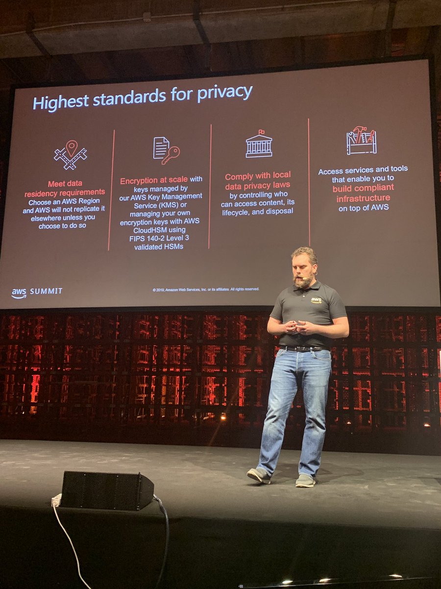 SecurityInfoITA's tweet photo. #TMCyberConference .@TrendMicroItaly Si ricomincia con @woodyborraccino Solution Architect. Livelli di sicurezza e infrastrutture aiutano i clienti di @AWS_Italy a crescere, automatizzando i processi. Privacy e #GDPR sono garantiti dalla scelta delle #region. https://t.co/VRDZjqtka3