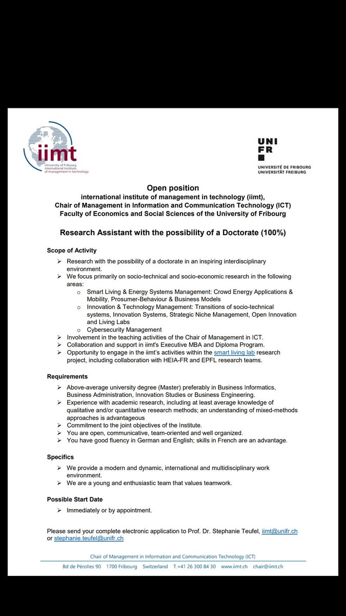 TormaGabriele's tweet image. Research assistant - possibility of a doctorate - part of the inter-university (EPFL, University of Fribourg, University of Applied Sciences Western Switzerland) research project #SmartLivingLab