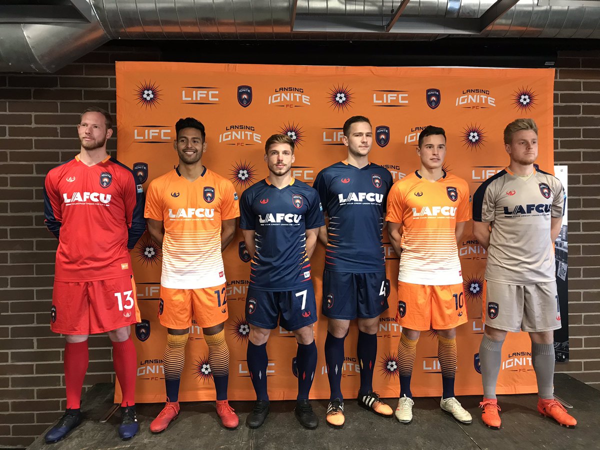 lansingmichigan's tweet image. ICYMI: @lansingignite revealed their home and away kits yesterday! Check out their exciting jerseys. #LansingIgnite #MKOP