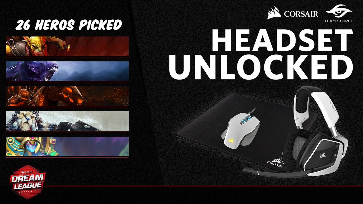 teamsecret's tweet photo. After yesterday's win against @Infamous_GG, we have reached the next tier in the @CORSAIR #DreamLeagueMajor giveaway!

The last tier will be unlocked at 32 heroes picked. #SecretFighting 

ENTER HERE: https://t.co/sOoNLWGd54 https://t.co/syllhZuGS5