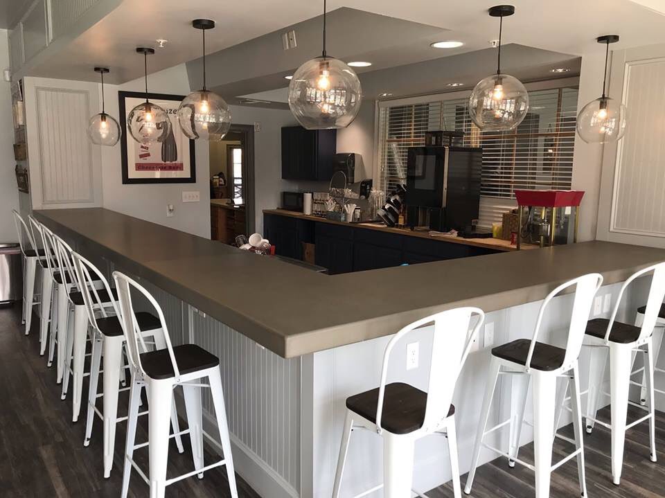 trinicllc's tweet photo. “Delivered a brand-new concrete bar top yesterday. Already to start serving some residents some coffee!” by the crew at Concrete in Disguise, Aubrey Texas #GFRC #Concrete #Tec10 #BarTop https://t.co/GlsQtoVjjg
