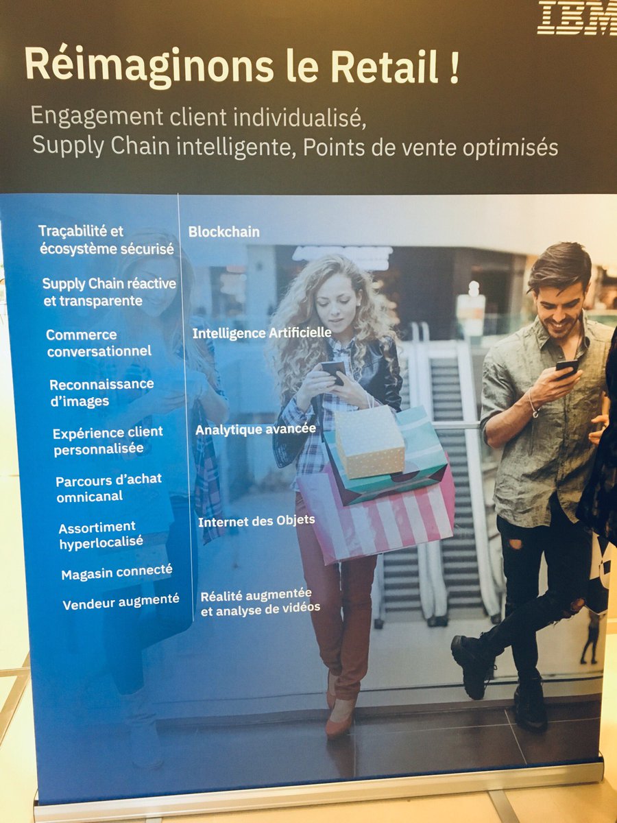 PeggyVaugard's tweet photo. Restitution #NRF2019 : Réimaginons le retail avec @IBM_France , cela commence maintenant ! Engagement Client, Supply Chain intelligente et Points de vente optimisés #IBMRetailFR https://t.co/mzidNzuyht