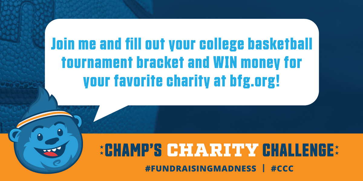 The clock is ticking to submit your bracket prediction in this year's Champ's Charity Challenge! The deadline is Thursday, March 21st at 11:00AM ET! Get in the game at bfg.org! #FundraisingMadness