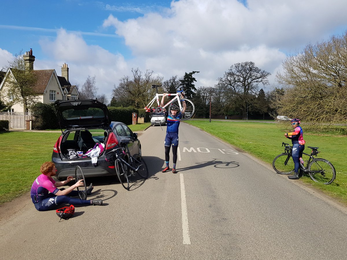 OaklandsCycling's tweet photo. Match sprint training with @CnCody29 @rhianna_ps and @DashConor this morning on the coach road in cole green.  Nice to have some dedicated time alone with our track sprinters. Good to see it left Cody on the floor. We always have @JellyBellyUK #sportbeans to pick us up though! https://t.co/VpWY7jwtWM