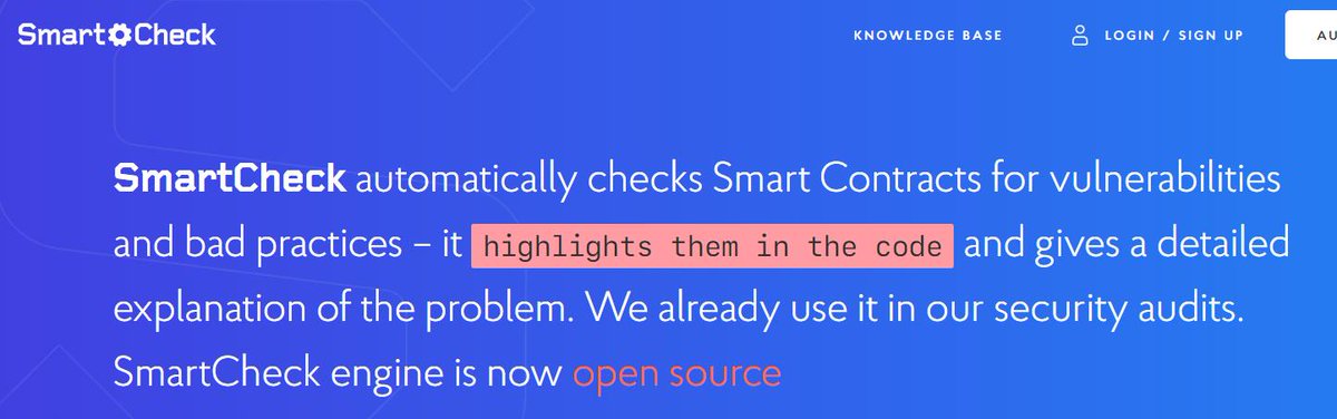 SmartDecTeam's tweet image. New SmartCheck release 0.0.10! Rulepack update: new issue descriptions added, Solidity rules improved, one Vyper rule improved.

Use SmartCheck online and free: tool.smartdec.net 
Or build it from sourcde code: github.com/smartdec/smart…

#ethereum #SmartDec #solidity #vyper