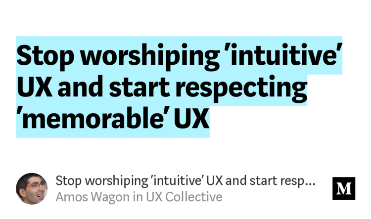 1point1's tweet photo. "Stop worshiping 'intuitive' UX and start respecting 'memorable' UX" - Amos Wagon https://t.co/pTSdXgh0DJ #ThoughtsThatCount #UX #UXTrends #UXD #Innovate2019 #LetsDoUX #UserExperience #InteractionDesign #DesignInspiration #DesignThinking #Design #UXers https://t.co/KzB5z6oaH5