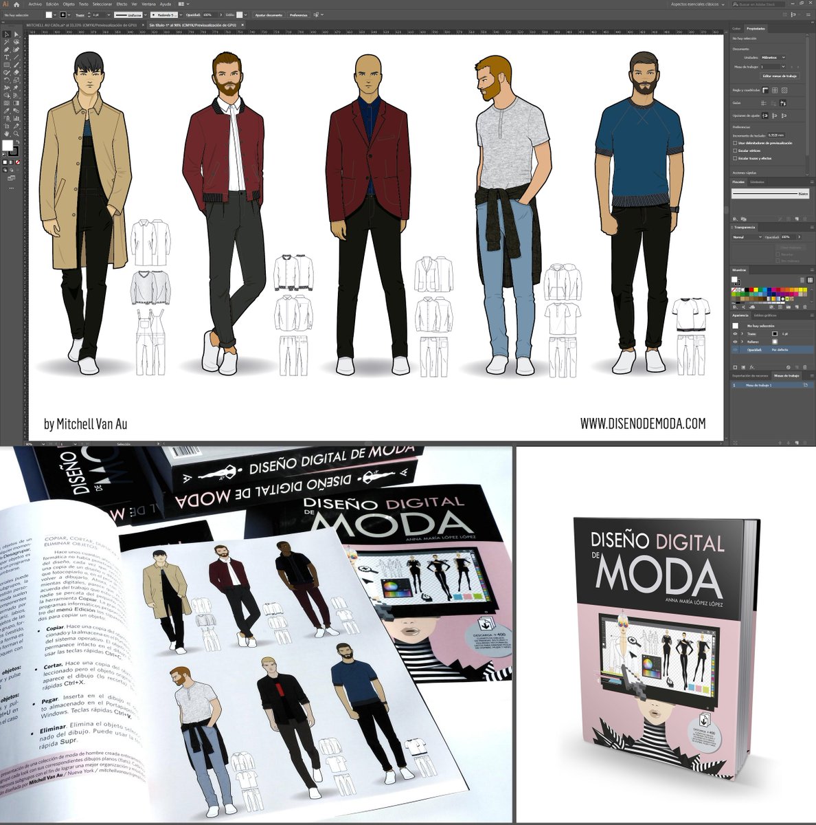 FigurinesdeModa's tweet photo. #FelizDiadelPadre con estos diseños de moda hombre creados en el programa Adobe Illustrator por el diseñador de moda masculina Mitchell Van Au desde Nueva York. Diseñador a quien descrubríamos en el libro DISEÑO DIGITAL DE MODA https://t.co/eTwaNdKgch  #disenodemoda #moda #man https://t.co/aTtyBz4ECe