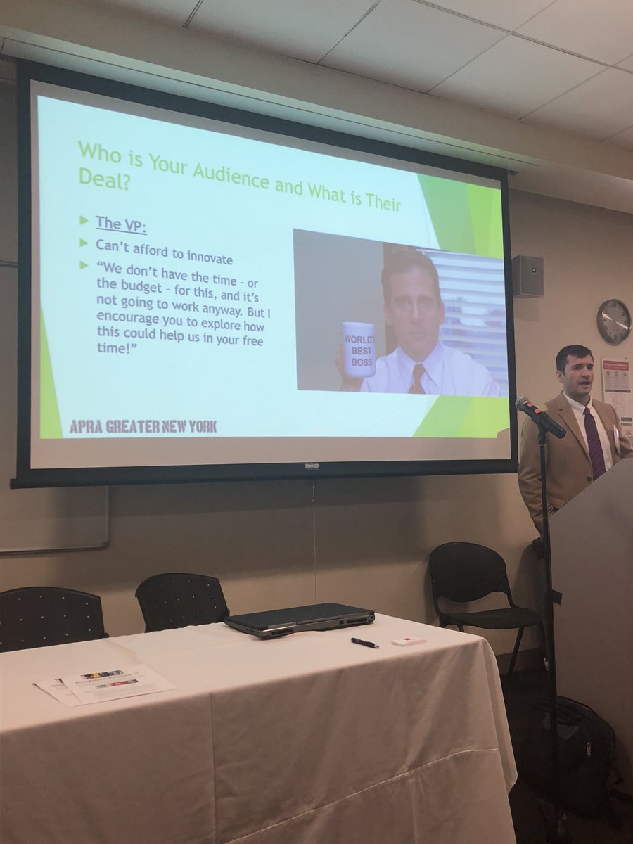 Apra_GNY's tweet photo. Imagine if your boss was Michael Scott from the Office @BWF_Social @BWFInsight #ProspectCon https://t.co/KVYJXP09ML