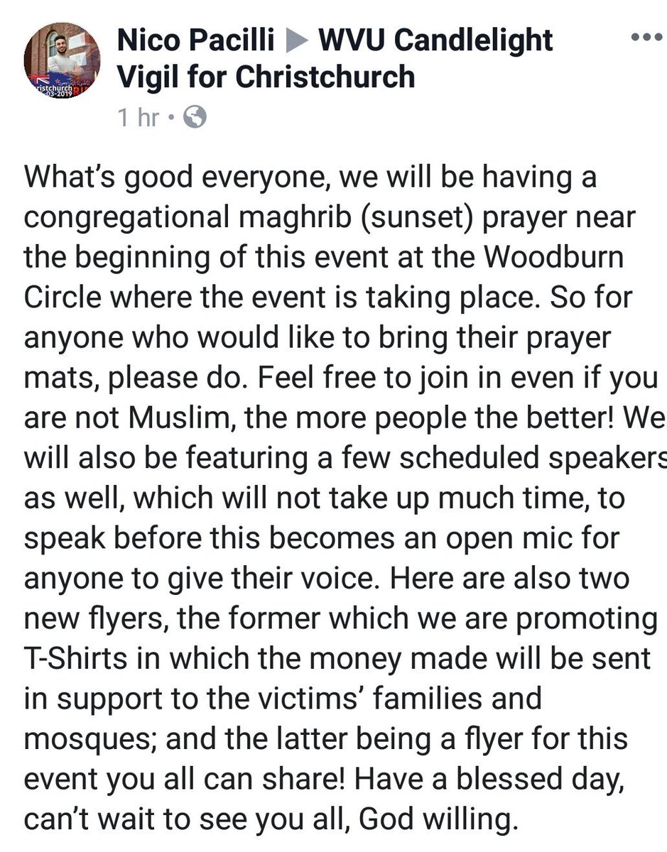 msawvu's tweet photo. Join us for tomorrow's Candlelight Vigil to help honor and remember the victims of Christchurch. https://t.co/0nkCflZjjO