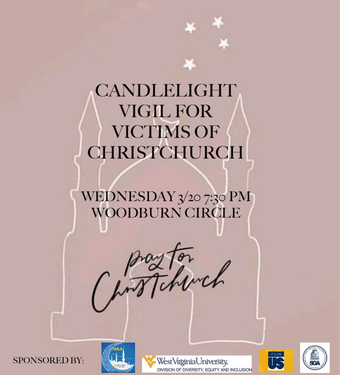 msawvu's tweet photo. Join us for tomorrow's Candlelight Vigil to help honor and remember the victims of Christchurch. https://t.co/0nkCflZjjO