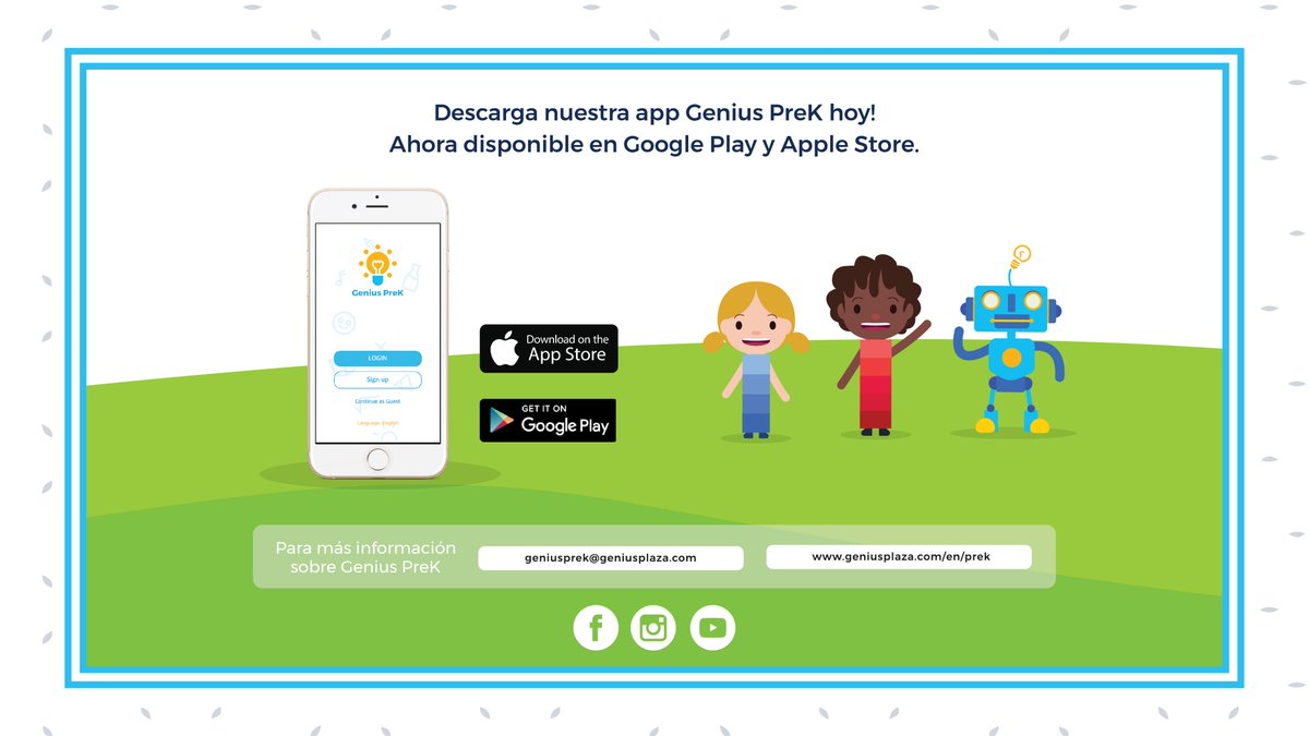 genius_prek's tweet photo. π‘Our 36-week curriculum features ELA, math, science, and careers! Look for the lightbulb in Google Play or in Apple Store. Download for free!π‘
#preschool #prek #earlylearning #geniusprek #geniusplaza #edtech #Apps #bilingual #Steam #STEM #teachers #Parents https://t.co/tkazIOTVBa