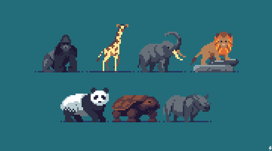 scrixels's tweet photo. a trip to the zoo~
some 32px #ThingsWithFourLegs. This is my 600th #pixel_dailies entry!
@Pixel_Dailies #pixelart https://t.co/mIiDg3hDGW