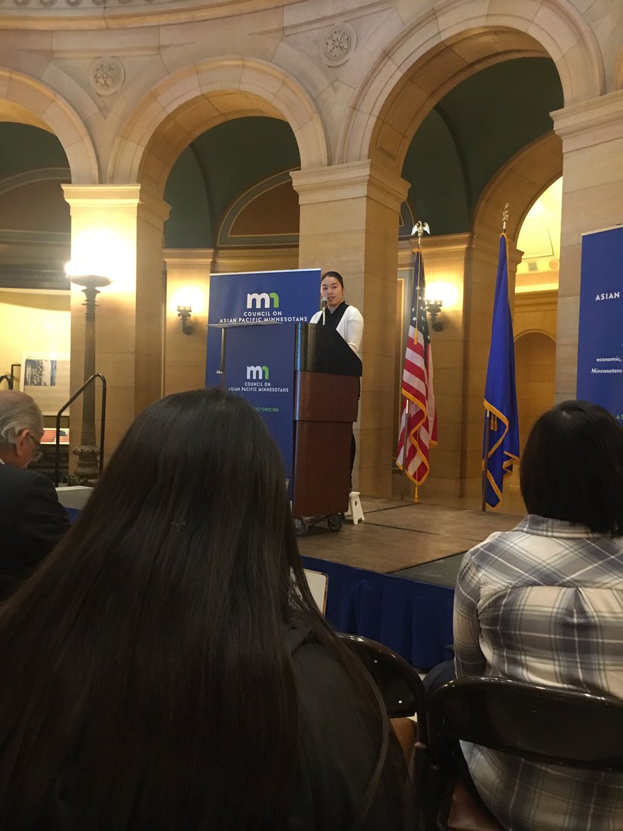 Great to see inspiring young leaders like Rep Vang at API Day @ the Capitol &amp; to hear that our Asian Pacific caucus wants the same things as all Minnesotans: a state that welcomes immigrants, equitable education, access to health care and strong voter rights.