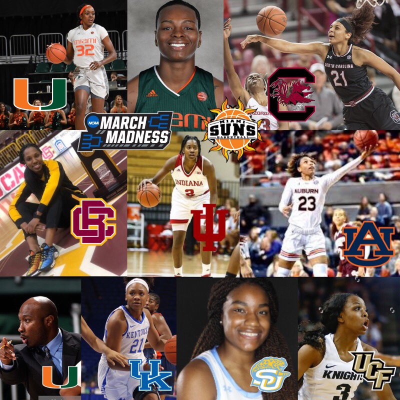 MiamiSuns's tweet photo. Congratulations to all of our alumni &amp; their teams that will be participating in the NCAA Tournament!! Good luck!! #SunsFam4L #MarchMadness #WereGoingDancing 🌞🌞🌞 https://t.co/JQNrev33TR