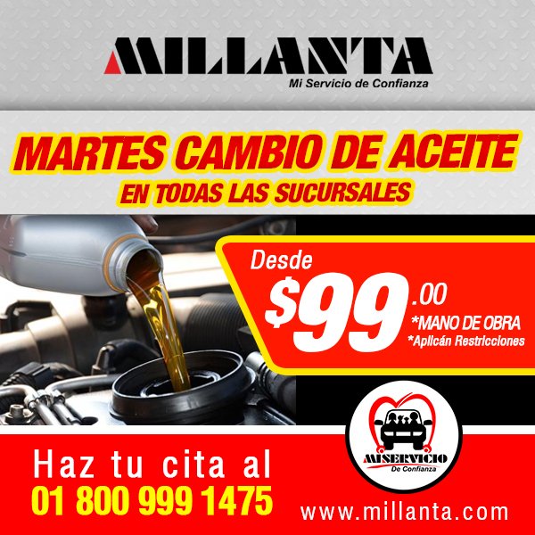 mi_llanta's tweet photo. #Martes, cambio de aceite desde $99 pesos*
Cuida tu motor y aprovecha la promo en cualquiera de nuestras sucursales. 😎🚘
#MiLlanta #Tabasco #Veracruz https://t.co/vVgLeRd6US