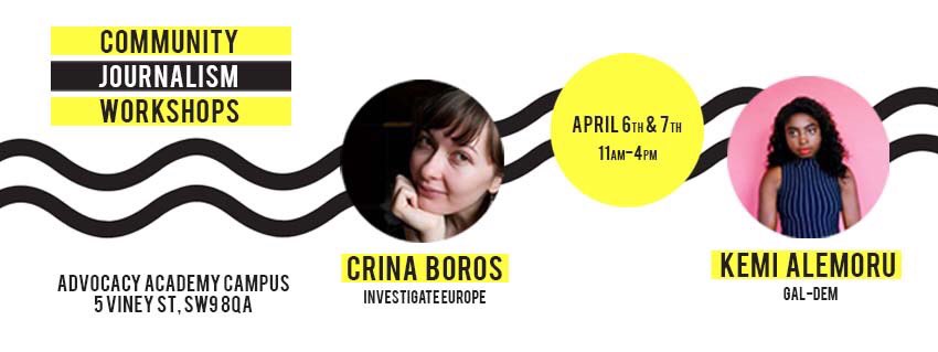 📢📢Free Community Journalism Workshop!!📢📢 join us for 2 action-packed days of debate, writing craft and community organising with @kemioliviax <a href="/CrinaBoros/">Crina Boros</a> @themediafund and many more! April 6/7. 11am-4pm #brixton #CommunityJournalism #journalism eventbrite.co.uk/e/community-jo…