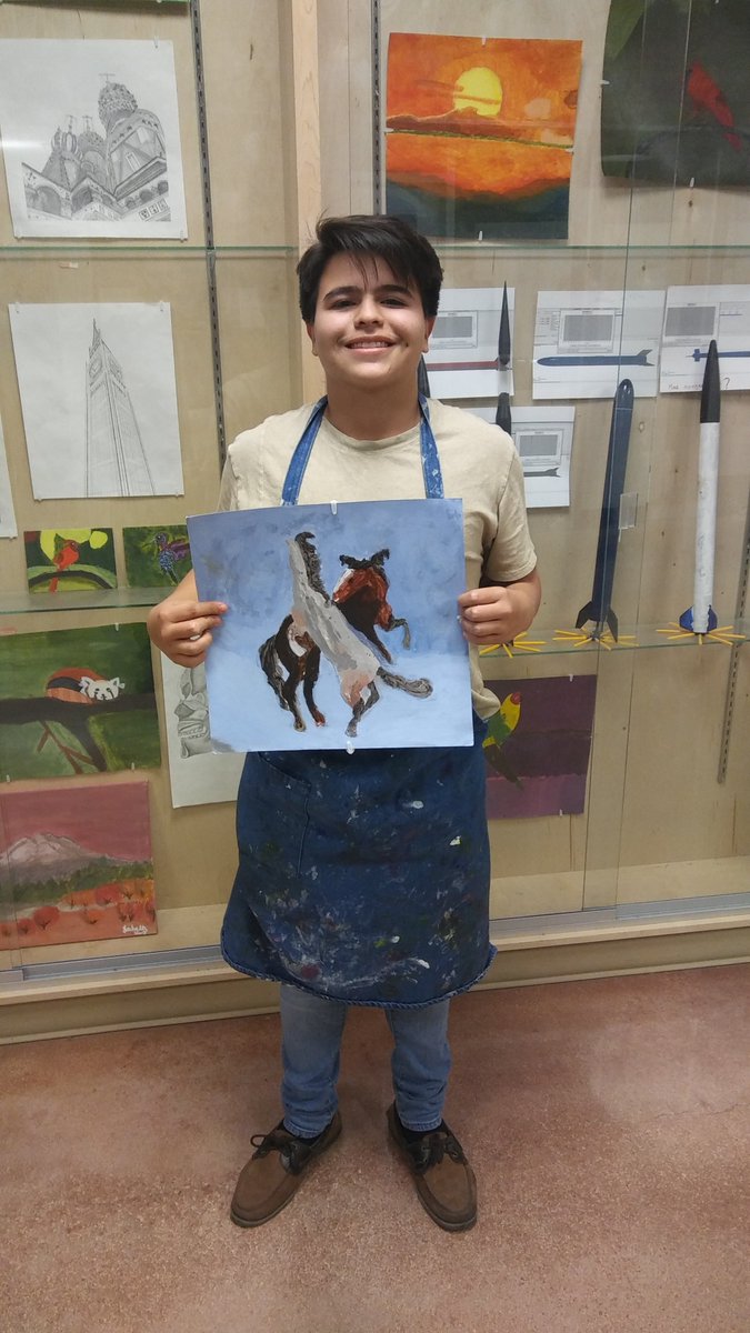 RaygosaMark's tweet photo. Dr. McQuilken's JH Art class showing off some of their work. Impressive! #TxTuesday, @HarryPiles https://t.co/s9q5E3HmJY