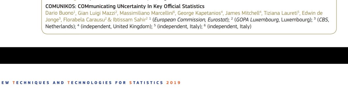 darbuono's tweet photo. #NTTS2019
.@comunikos aims at measuring  #uncertainty of #OfficialStatistics

A joint work by @darbuono @laureti1 @edwindjonge @Ibtissam_1 Marcellino @Unibocconi Mazzi @GOPALUX1 et al.

Download now the poster at 
https://t.co/2ic4B2oq1K

Abstract
https://t.co/2JveOMvcf7 https://t.co/OgQaqKUvL9