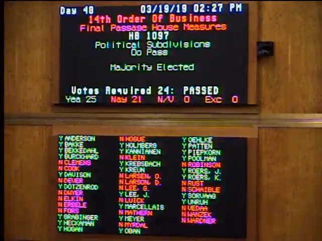 NDSenDemNPL's tweet photo. The North Dakota Senate just voted 25-21 to repeal the last of North Dakota's Sunday Blue Laws. Watch the debate here. https://t.co/AsPoJIZPac #ndleg #ndpol https://t.co/1aDgH0elyQ