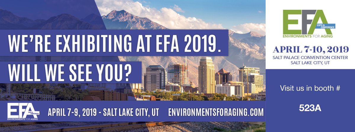 cdspecs's tweet photo. Make plans to come see us at EFA 2019! Booth 523A @EFAging #EFA2019 #BuildingABetterSpec #SeniorLivingSolutions https://t.co/Usa8UyyEjg