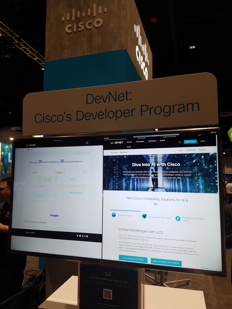 aidevnet's tweet photo. Day 1 of #GTC19 is on! Join @CiscoDevNet at booth #929 and see #FlowIQ at work. Seemless #Retail store check in, location and check out all powered by #NVIDIA #jetson #DevNet https://t.co/T3PUUWa7Ig