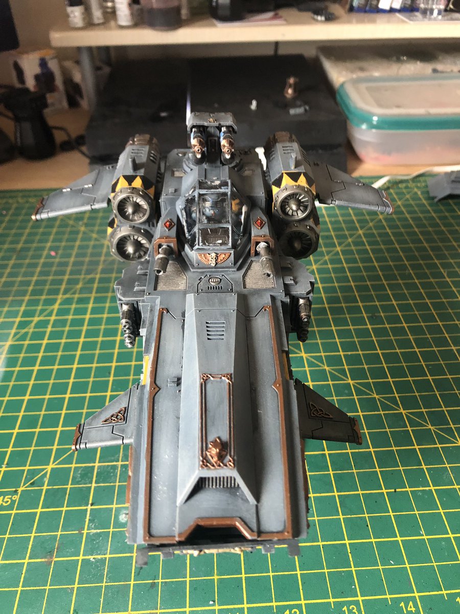 PaultristanPaul's tweet photo. So almost finished this bad boy off today. #spacewolves #GamesWorkshop #warhammer #Warhammer40k #warhammer40000 #spacemarines #stormwolf #stormfang #models #painting #thehobby https://t.co/y3rxdNOPTy