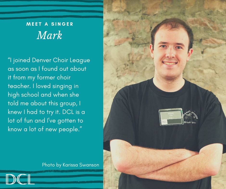 Meet Mark! He went to high school in the Denver area and now sings in the tenor section of DCL. To sing with Mark and lots of other great people, join DCL! We start rehearsals 4/1 at <a href="/MileHighSpirits/">Mile High Spirits</a> 

Register at denverchoirleague.org/sing

#denverchoir #denversings #singwithmark