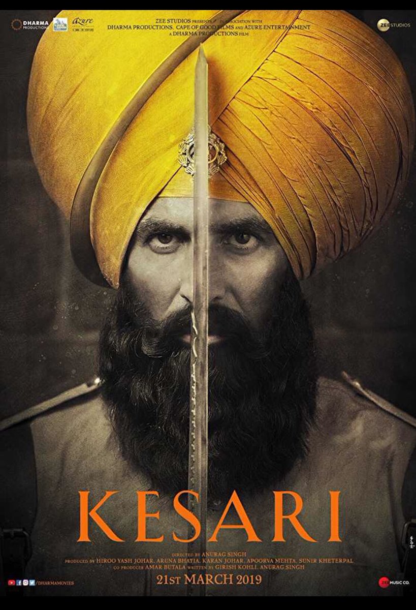 ashishsaksena's tweet photo. #Kesari is a rip roaring yarn. An ideal big screen actioner. Based on the true story of 21 soldiers of Sikh battalion holding the fort of Saragarhi against an army of 10000 Afghan tribesmen. @akshaykumar is awesome as is the entire supporting cast. A true blue blockbuster!! https://t.co/Oy2uBHhzZ4