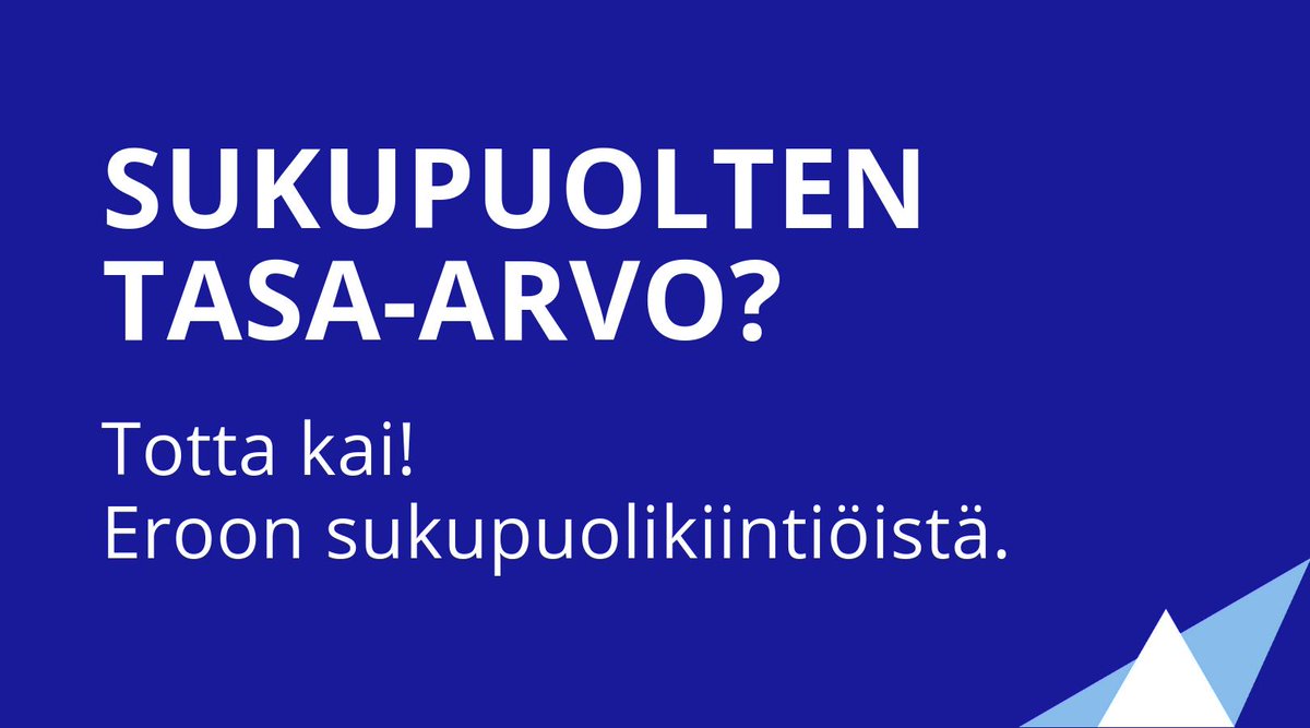 SinisetNuoret's tweet photo. Hyvää tasa-arvon päivää! Miehet ja naiset ovat yhtä arvokkaita, yhtä päteviä ja yhtä kyvykkäitä. Siksi Suomessa on korkea aika luopua kaikista julkishallinnon sukupuolikiintiöistä. #tasaarvo https://t.co/J4bOpSRZ0p
