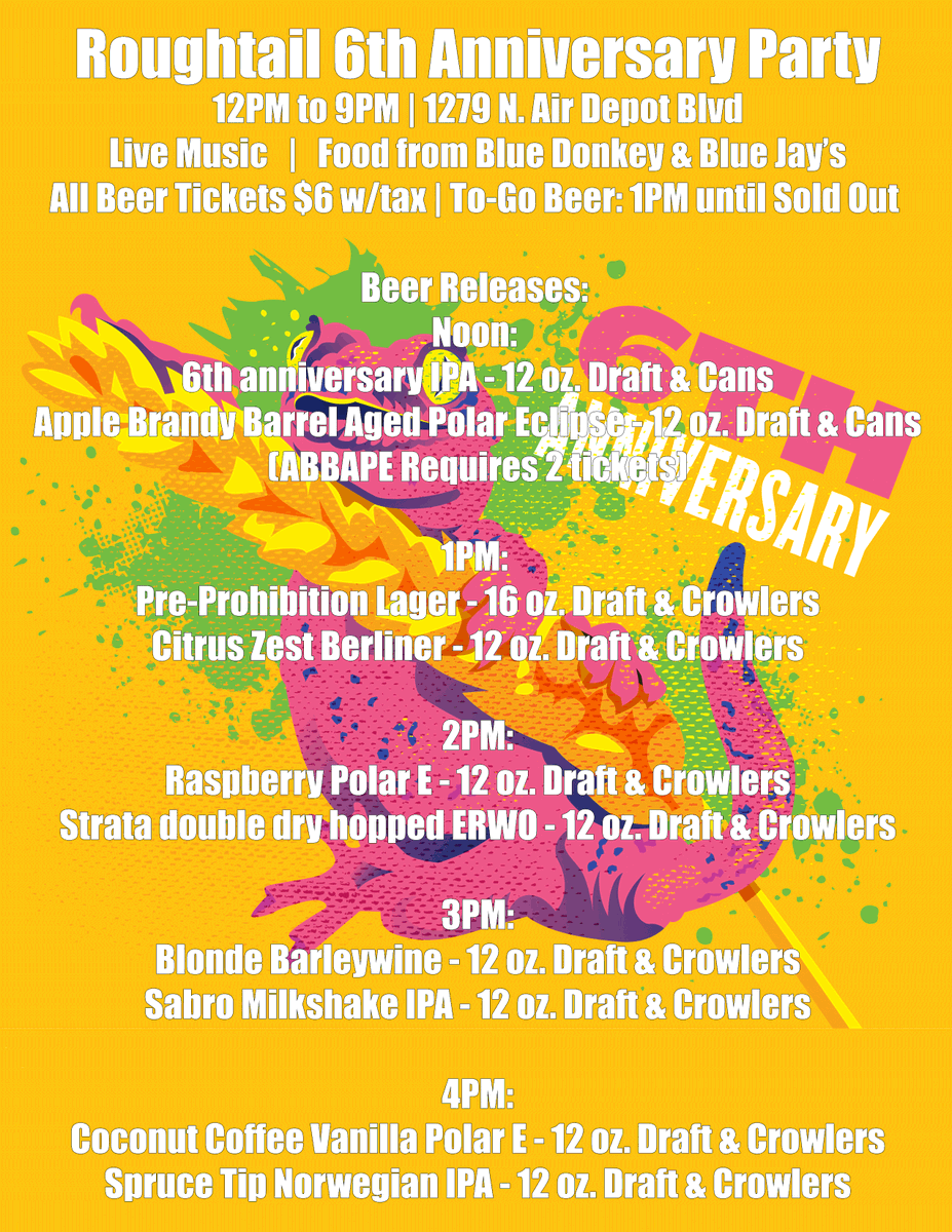 Roughtailbeer's tweet image. 🚨Beer release schedule for the party is live!🚨 #6for6 #hazybois #RTparty