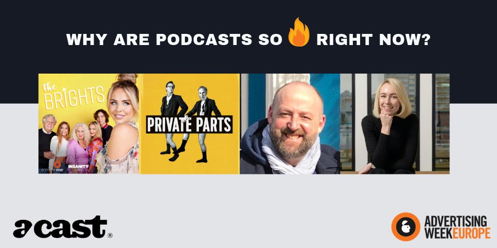 Podcasts are so 🔥 right now. Don't miss <a href="/LydiaRoseBright/">Lydia-Rose Bright</a> of <a href="/WeAreTheBrights/">The Brights</a>, <a href="/JamieLaing_UK/">Jamie Laing</a> of <a href="/PrivatePodcast/">Private Parts</a>,  Jorma Kremser from <a href="/Bose/">Bose</a> and Acast's @sophie_cdh &amp; <a href="/joecopeman/">Joe Copeman</a> telling the world just why at <a href="/AWEurope_/">Advertising Week Europe</a> this Thursday... #AWEurope po.st/hOANcb
