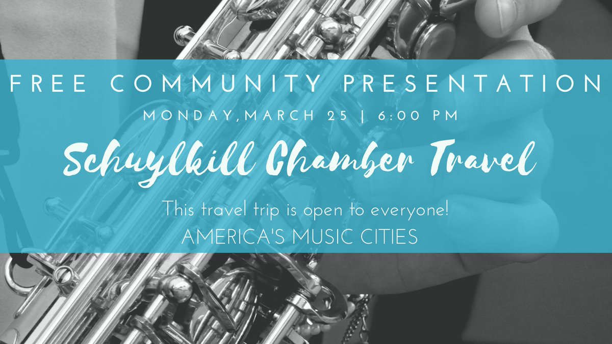 Learn more about the Schuylkill Chamber of Commerce's upcoming travel program, heading to America's Music Cities! facebook.com/events/1901758…