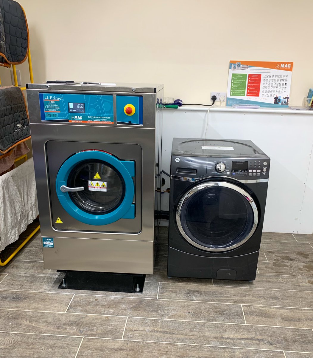 equinewash's tweet photo. Latest MAG #Equine #Laundry install.

The machine on the LHS is our #Equestrian modified #COMMERCIAL washer and will be processing heavy #Horse rugs all day every day.

The machine on the RHS is an oversized  #DOMESTIC and will be washing bandages etc a couple of times a week. https://t.co/RwNJXp1zZW