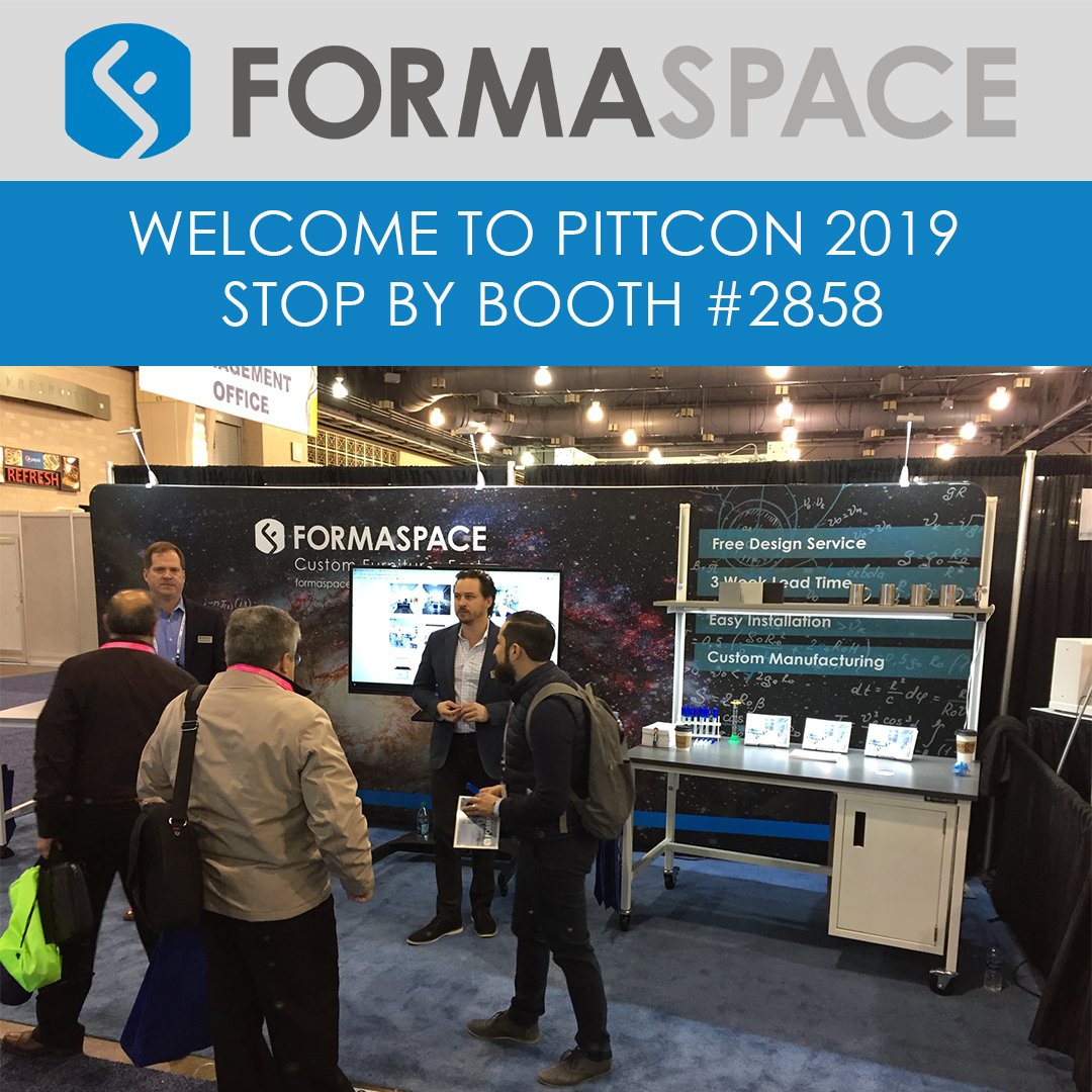 Formaspacecom's tweet photo. Welcome to day 1 of #Pittcon2019. Stop by booth #2858 to speak with our amazing team, try our #3drendering, and grab some #swag! @Pittcon #swag #FSdesign #laboratory #industrial #industrialdesign #americanmadefurniture #technicalfurniture #innovation #laboratoryconference https://t.co/LL8tzOkHmg
