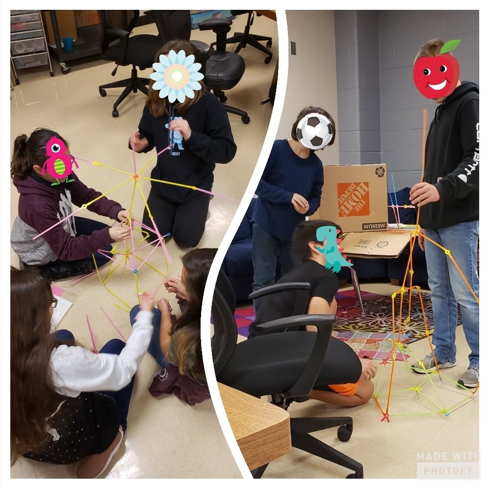Stephaniedeann8's tweet photo. #Makerspace thanks to @maker_maven and @HuttoEF! 8th graders completing the @strawbees tower challenge! @TechieHippo @Hippo__Sormani @HippoNationSupt @huttohippo https://t.co/FEwOS9wsYI